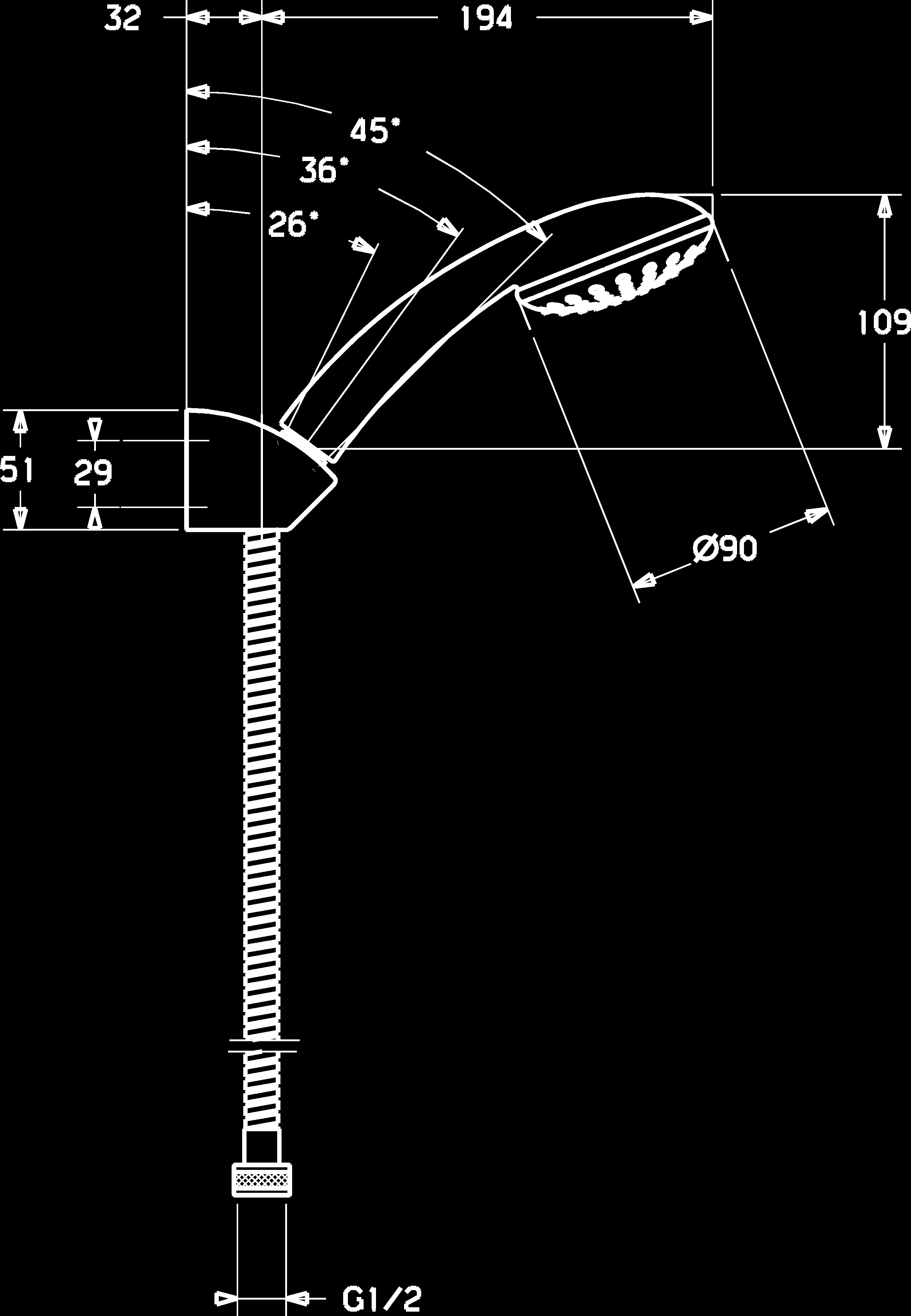 HANSABASICJET 1 -käsisuihkuin suihkuletku, 1250 mm