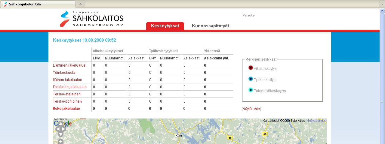 48 Kunnossapitotyökartassa informoidaan yleisöä jakelualueella olevista ja tulevista kunnossapitotöistä, kuten kuntotarkastuksista ja johtokatujen raivaamisesta.