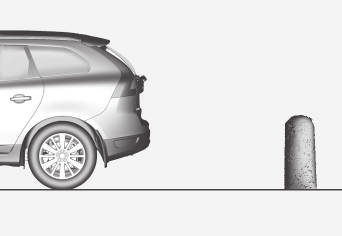 Etäisyyden ollessa alle 30 cm ääni on jatkuva ja merkitty aktiivisen tunnistimen kenttä lähinnä autoa on täytetty.