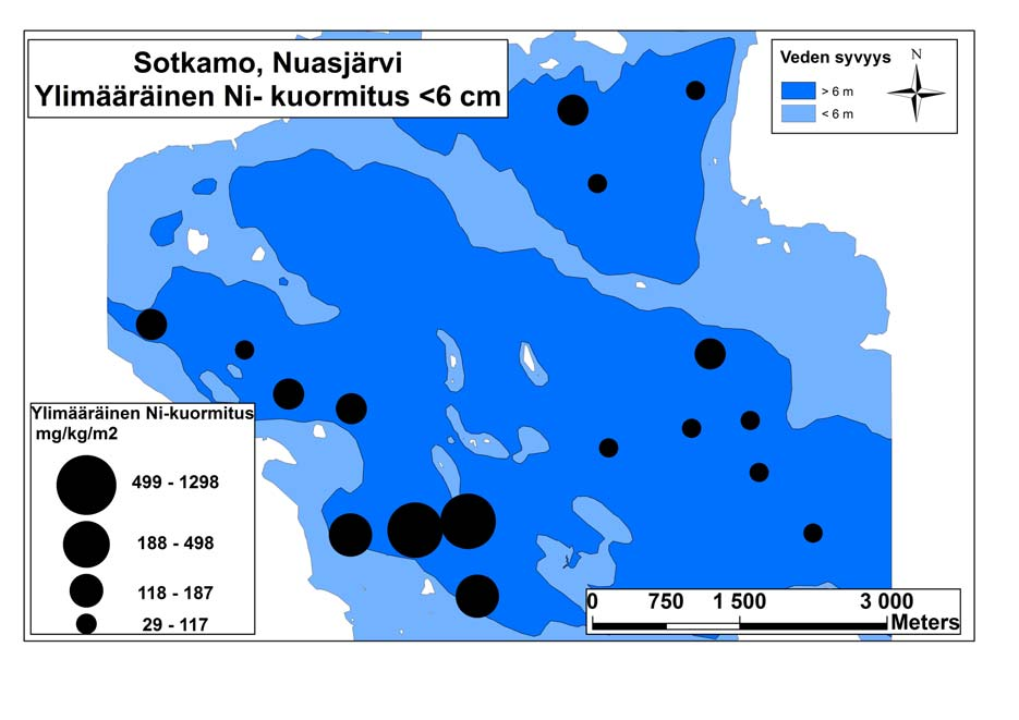 59 LIITE 10. Nuasjärven nikkeli (Ni)-kuormituksen laskennassa käytetty alue (tumma sininen, syvyys yli 6 m, pinta-ala n. 25 km 2 ).