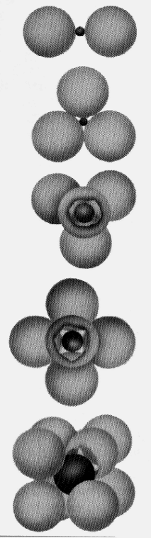 r cation Coordination # increases with r anion To form a stable structure, how many anions can surround around a cation? r cation r anion < 0.155 Coord # 2 linear ZnS (zinc blende) Adapted from Fig.