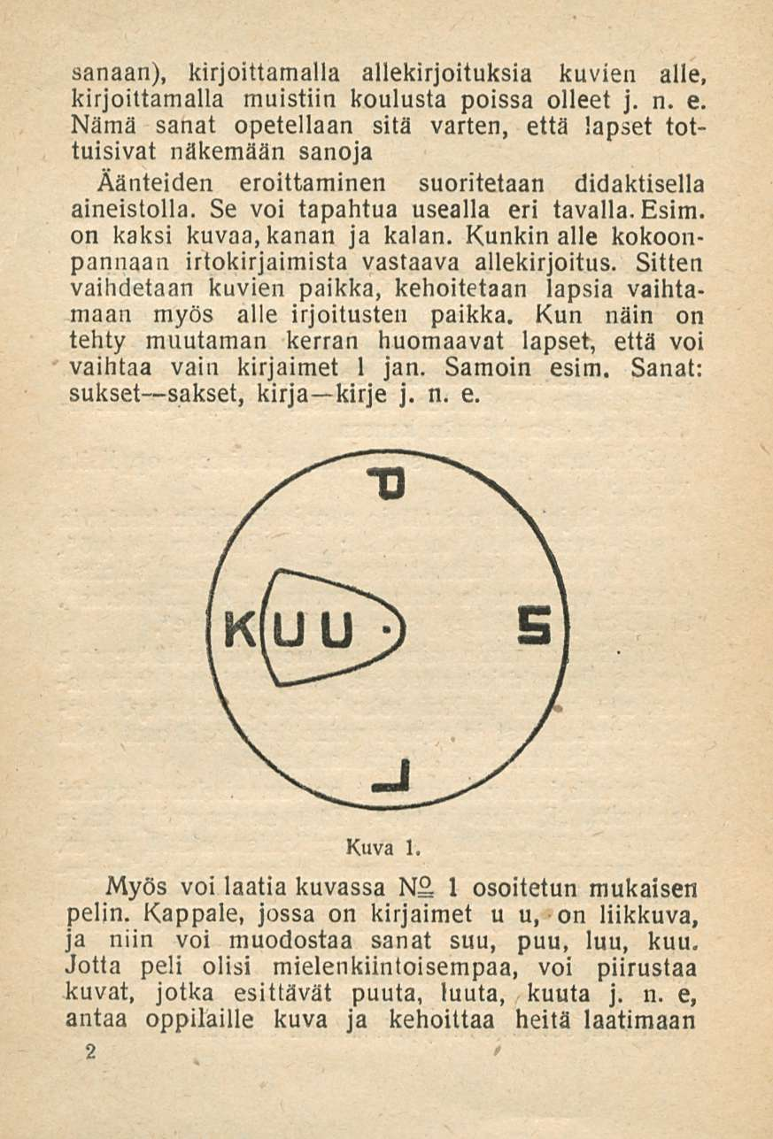 sanaan), kirjoittamalla allekirjoituksia kuvien alle, kirjoittamalla muistiin koulusta poissa olleet j. n. e.