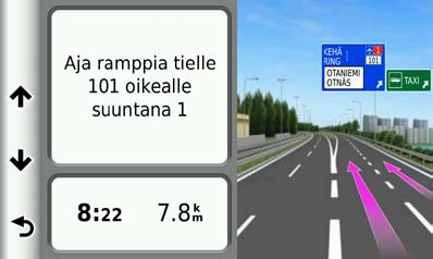 risteyksen kuva näkyy lyhyesti, jos se on käytettävissä. Valitsemalla kartassa voit näyttää risteyksen, jos se on näytettävissä.