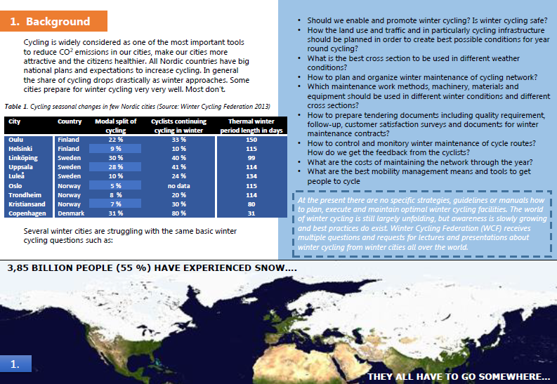 Source: Draft of Winter Cycling Manual project descreption