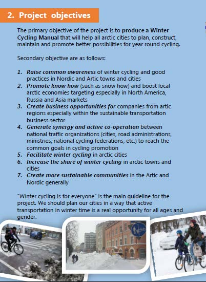 Source: Draft of Winter Cycling Manual project descreption