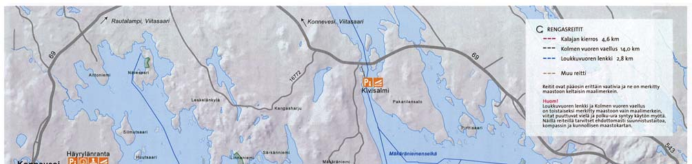Alueen vetovoimatekijät Etelä-Konnevesi on yksi kauneimmista Väli-Suomen suurjärvistä, se on Rautalammin reitin keskusjärvi, jonka vesi on erittäin kirkasta ja näkösyvyys suuri.