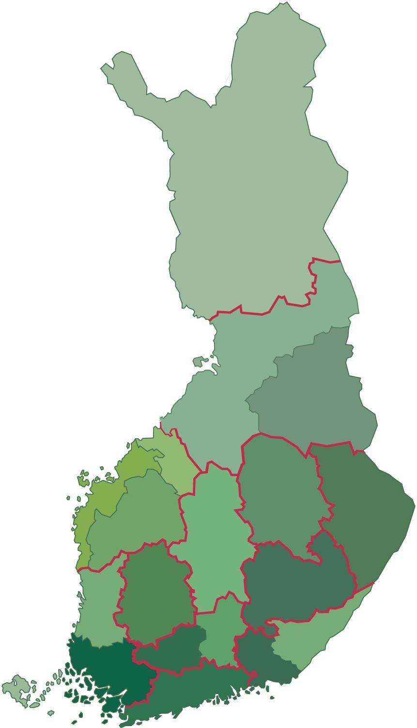 Aluetoimistot (12 kpl) Lapin aluetoimisto (Rovaniemi, Jääkäriprikaati) Lapin maakunta Pohjois-Pohjanmaan ja Kainuun aluetoimisto (Oulu, Kainuun prikaati) Pohjois-Pohjanmaan ja Kainuun maakunnat