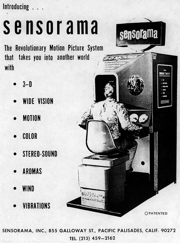 7 KUVA 1. Sensoraman mainos (Payatagool 2008) 3.2.2 Ensimmäinen päässä pidettävä virtuaalitodellisuuslaite Ivan Sutherland kehitti vuonna 1968 ensimmäisen päässä pidettävän virtuaalitodellisuuslaitteen.