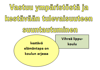 Vastuu ympäristöstä ja kestävään tulevaisuuteen suuntautuminen Vihreä lippu koulu: Rauman normaalikoulu on Vihreä lippu koulu, joka toteuttaa kestävän kehityksen valtakunnallisia teemoja ja