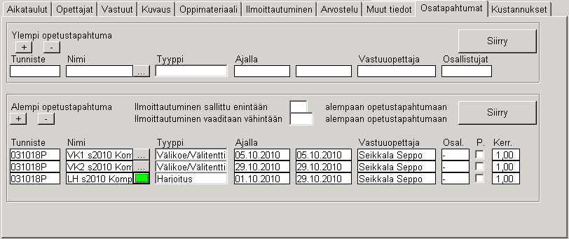 Sallittujen ilmoittautumisten määrä. Kuinka moneen rinnakkaiseen opetustapahtumaan (esim. harjoitusryhmään) opiskelija saa ilmoittautua. Liittyy hierarkkiseen opetustapahtumaan.