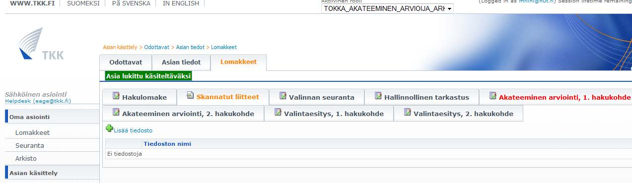 Skannatut liitteet Kelpoisten hakemuksien liitteet skannataan. Hakijapalvelut lähettävät skannattavat dokumentit ulkopuoliselle toimittajalle.