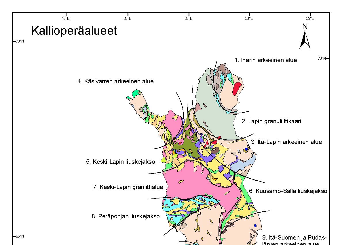 7 Kuva 5. Uraanin keskimääräisen pitoisuuden tarkastelualueet.