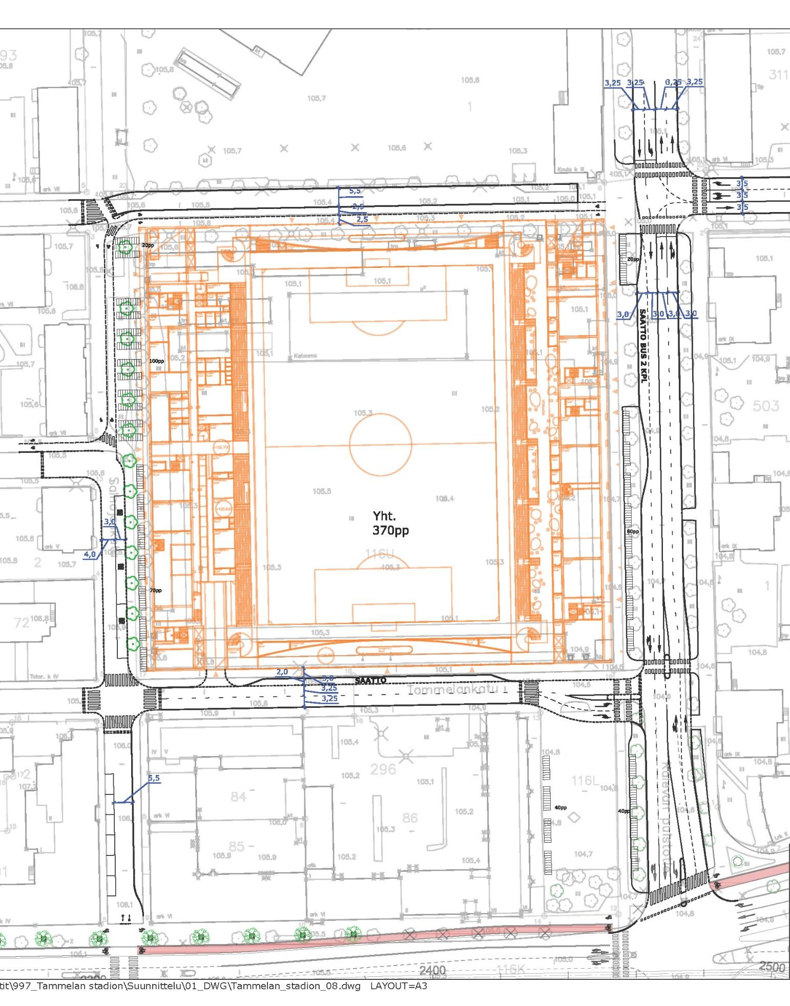 Tammelan stadion, asemakaava nro 8570 Liikenteellinen