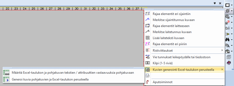 Kuvien generointi Kuvassa 28 nähdään Excelin esimerkkitaulukko kuvagenerointiin.