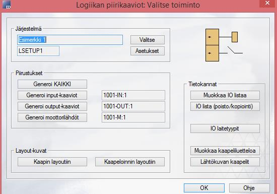 64 KUVA 75. Työkalurivit logiikka- ja instrumentointisuunnitteluun Kuvassa 76 on esitetty logiikkasovellus, jolla voidaan muokata I/O-listoja ja generoida kaavioita niiden perusteella.