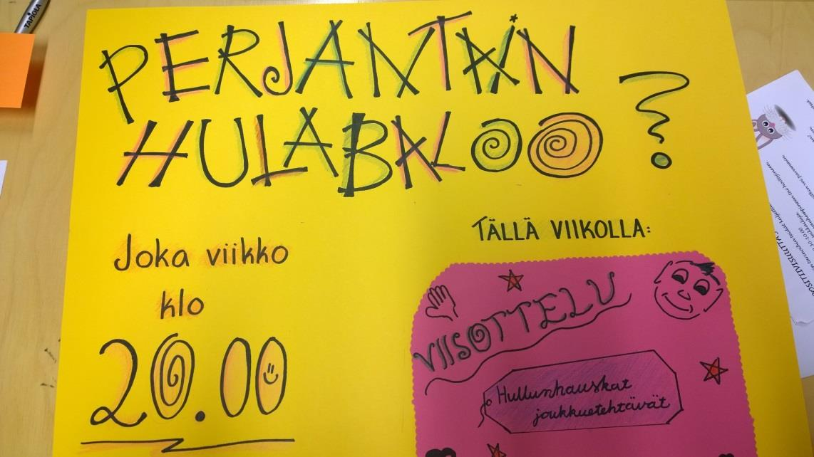 6 nuoria. Perjantaisin nuoret ovat voineet halutessaan osallistua erilaisiin turnauksiin esimerkiksi lentopallossa, pingiksessä ja biljardissa.