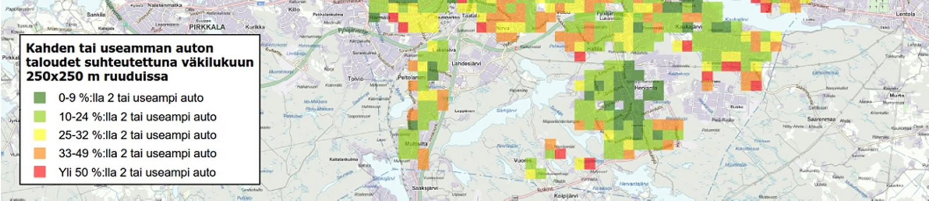 on toinen kahden tai useamman auton talouksia on merkittävästi nimenomaan