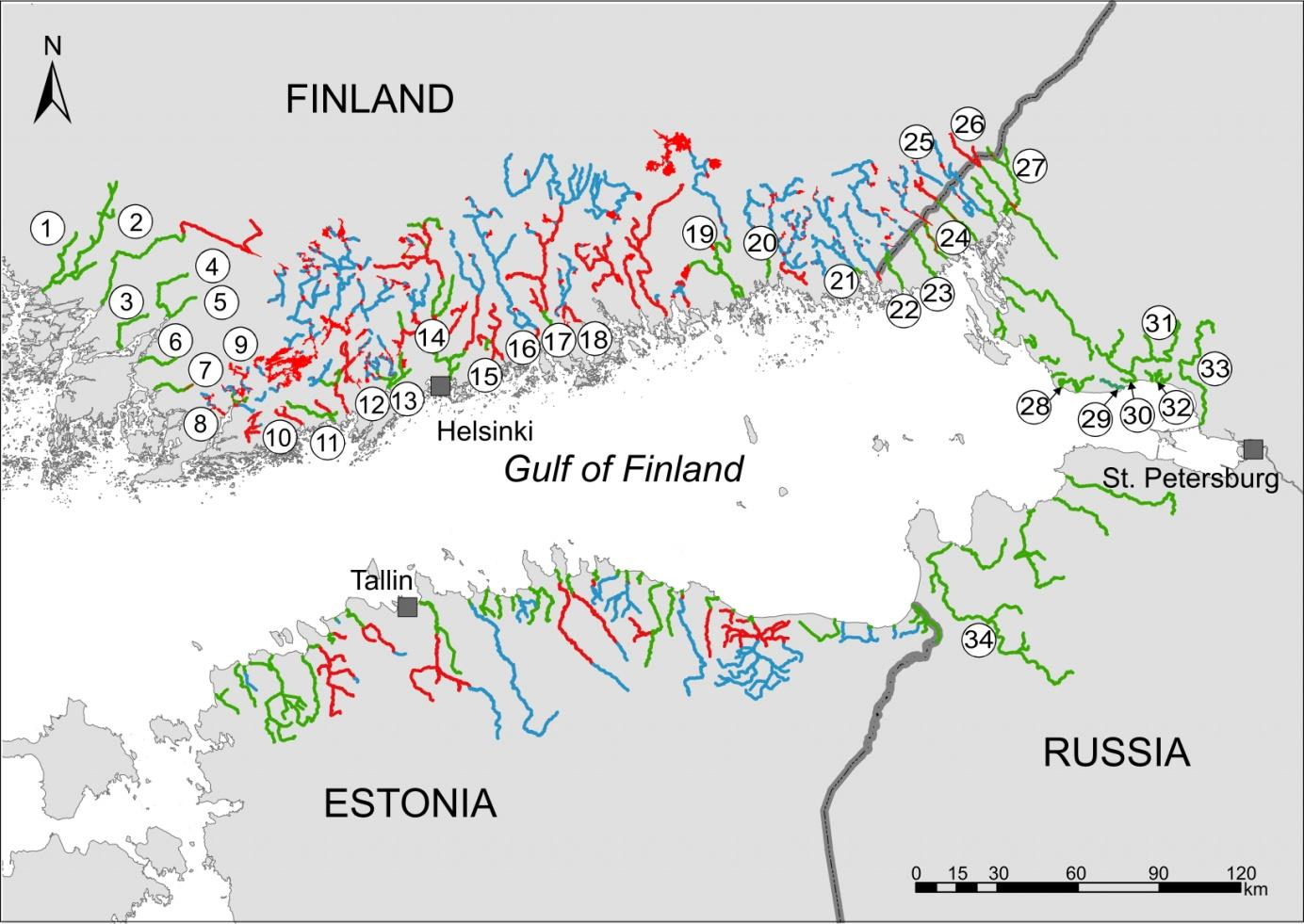 Sampled rivers and their