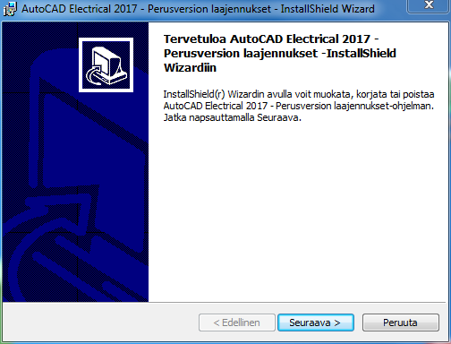 Asennus Yleistä -ohjelmisto täytyy olla asennettuna ennen päivityksen asennusta. asennetaan tämän jälkeen työasemalle käyttäjän omilla tunnuksilla. Päivityksen asennus ei vaadi admin -oikeuksia.