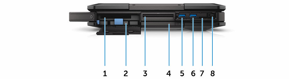 PCMCIA/ExpressCard-lukija (lisävaruste) 2. kiintolevy 3. Älykortinlukija (valinnainen) 4.