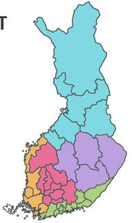 Kuva 6. 1. Maakuntien ja ELY-keskusten Y-vastuualueiden rajat 2. Vesienhoitoalueiden rajat 3. Nykyiset erityisvastuualueet (erva) 4.