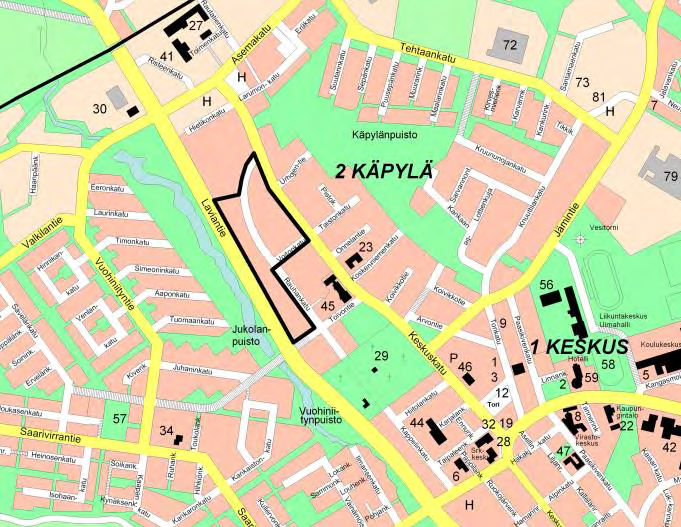 14. Käpylä, ent. meijerin alue Kankaanpään entisen osuusmeijerin alue on vanhan rakennuskaavan mukaista teollisuusaluetta.