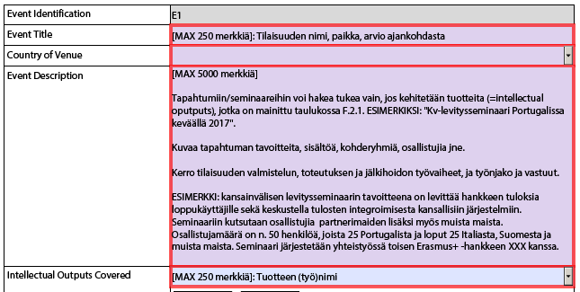 Multiplier events (1/2) Hankesuunnitelma voi sisältää levitysseminaareja vain, jos