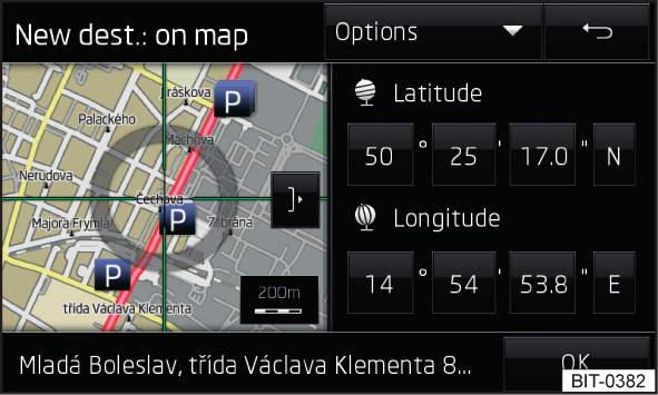 Näytetyn kartan mittakaava voidaan muuttaa tai karttaa siirtää koskettamalla näyttöä sormella.