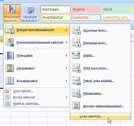 Gantt-kaavio käyttäen ehdollista muotoilua