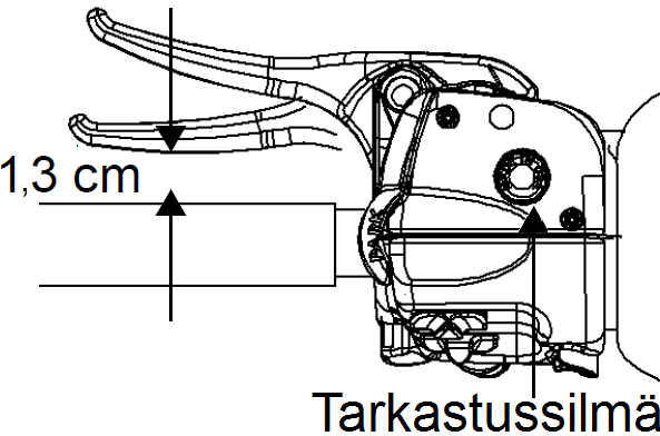 MOOTTORIKELKAN HUOLTO Jarrut Jarrujen huolto Tarkasta aina ennen ajamaan lähtemistä jarrukahvan liike-rata painamalla jarrukahvasta. Se ei saa painua 13 mm lähemmäs ohjaustangon tuppea.