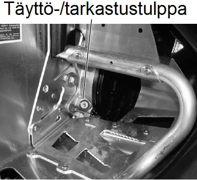 Kierrä täyttö-/tyhjennystulppa kiinni. Kiristystiukkuus on 8-13 Nm. Vaihda öljy ajettuasi 800 km ja sen jälkeen 3200 km välein tai ajokausittain. Ketjukotelon öljynvaihto 1.