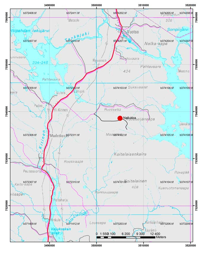 1 1 JOHDANTO 1.1 Tutkimusalueen sijainti Nallukan tutkimuskohde sijaitsee kartta-alueella 3741 02 noin 30 km 4-tiestä itään Lokan tekoaltaalle johtavaa metsäautotietä pitkin (kuva 1). Kuva 1.