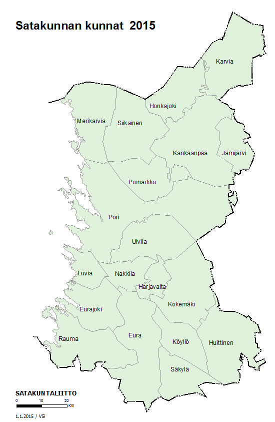 3 Satakunnan vaihemaakuntakaavan 2 sisältö 3.1 Suunnittelualue Satakunnan vaihemaakuntakaava 2 laaditaan koko Satakunnan alueelle.