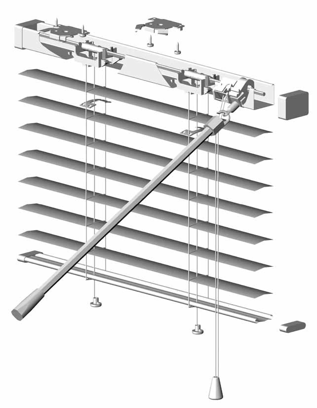 Venetian blinds 25 mm, free hanging/ Sälekaihtimet 25 mm, pinta-asennus Components for venetian blinds 25 mm free hanging, available with head rail 19 x 27 mm.