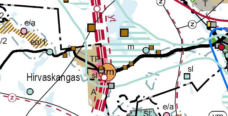 3 KUVA 2 Ote Keski-Suomen maakuntakaavojen yhdistelmä kartasta. Suunnittelualueen likimääräinen sijainti osoitettu punaisella nuolella. 3.2. Yleiskaava Hirvaskankaan-Koiviston osayleiskaavassa (kaupunginvaltuusto hyväksynyt 18.