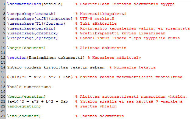 Tehtävä B: Ensimmäinen dokumentti Lataa MyCourses-ympäristön Lisämateriaali-osiosta dokumentti.