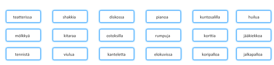 Ma-infinitiivi Missä olit eilen? Olin soittamassa kitaraa.