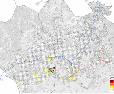 Otaniemi Asukasmäärä: Työpaikkamäärä: Rakennuskanta: K-m² / työpaikka: 313 9 980 607 148 k-m 2 59 Kohteeseen suuntautuvien työmatkojen kulkutavat Kulkutapa Henkilöhaastattelut 2007-2012 ( *