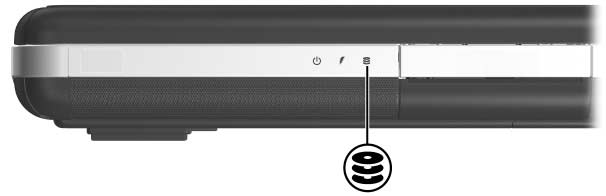 Levyasemat IDE-levyaseman merkkivalo Kun alla olevassa kuvassa näkyvä IDE (Integrated Drive Electronics) -aseman merkkivalo palaa tai vilkkuu, ensisijaista kiintolevyä tai optista asemaa käytetään.