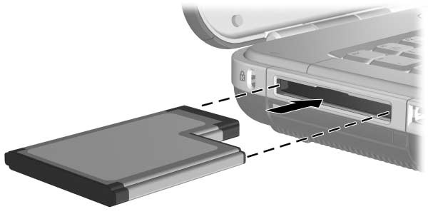 Vedä suojus ulos korttipaikasta 2. 2. Aseta ExpressCard-kortti paikalleen seuraavasti: a.