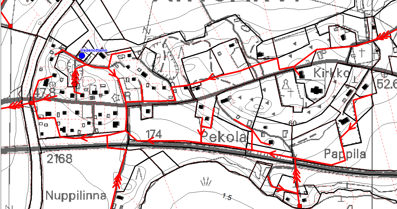 Alue on pääosin vesihuollon piirissä. Olemassa oleva vedenjakelu- ja viemäriverkko. 3.136 Pohjavesi Pohjavesialue ja vedenottamo.