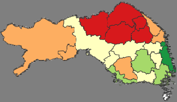 Soten tarvekerroin v. 2014: maakunnat Indeksin tulkinta: esim.