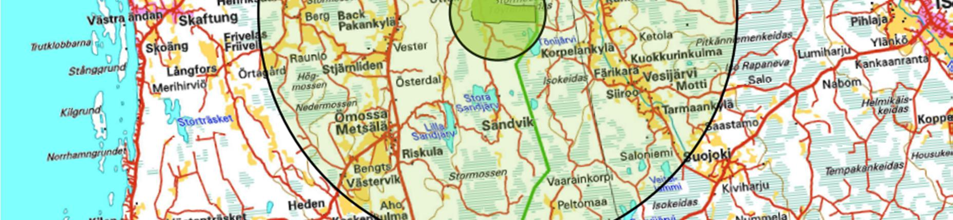 Lähivaikutusalueena voidaan pitää Uttermossan tuulivoimapuistoa ja sen välitöntä ympäristöä yhden kilometrin säteellä.
