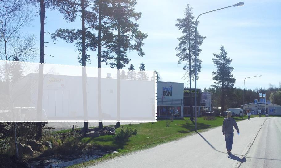 Laajennuksen likimääräinen paikka ja koko on osoieu valkoisella suorakaieella.