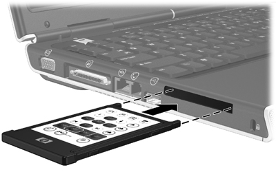 Kauko-ohjaimen säilyttäminen PC-korttipaikassa HP Mobile Remote Control -kauko-ohjainta (PC-korttipaikkaversio) voidaan säilyttää tietokoneen PCkorttipaikassa.