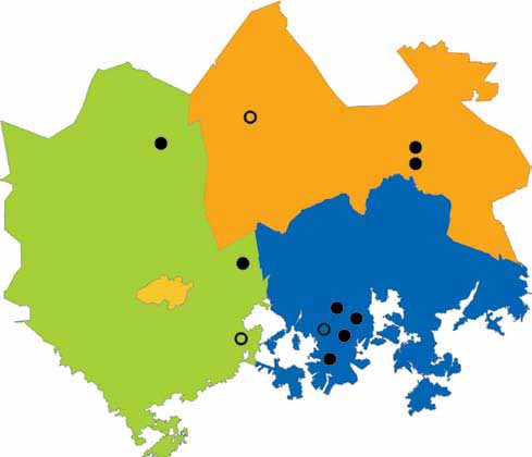 16 3. Ilmanlaadun mittausverkko vuonna 26 Pääkaupunkiseudun ilmanlaatua arvioidaan jatkuvin ja suuntaa-antavin mittauksin, mallintamalla sekä bioindikaattoreiden avulla.