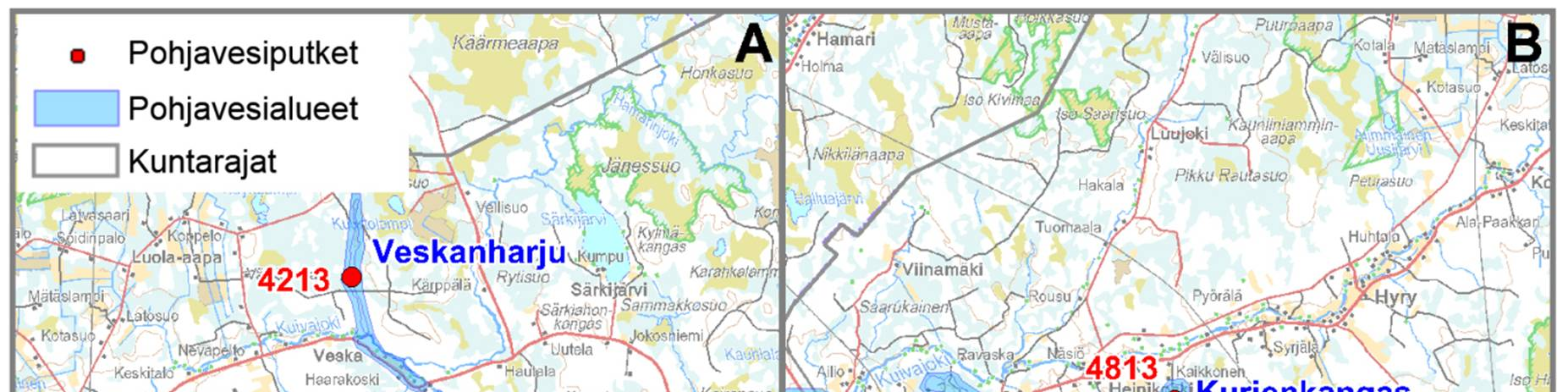 9 Kuva 4-3. Lähikuvat Iin pohjavesiputkien sijainnista.