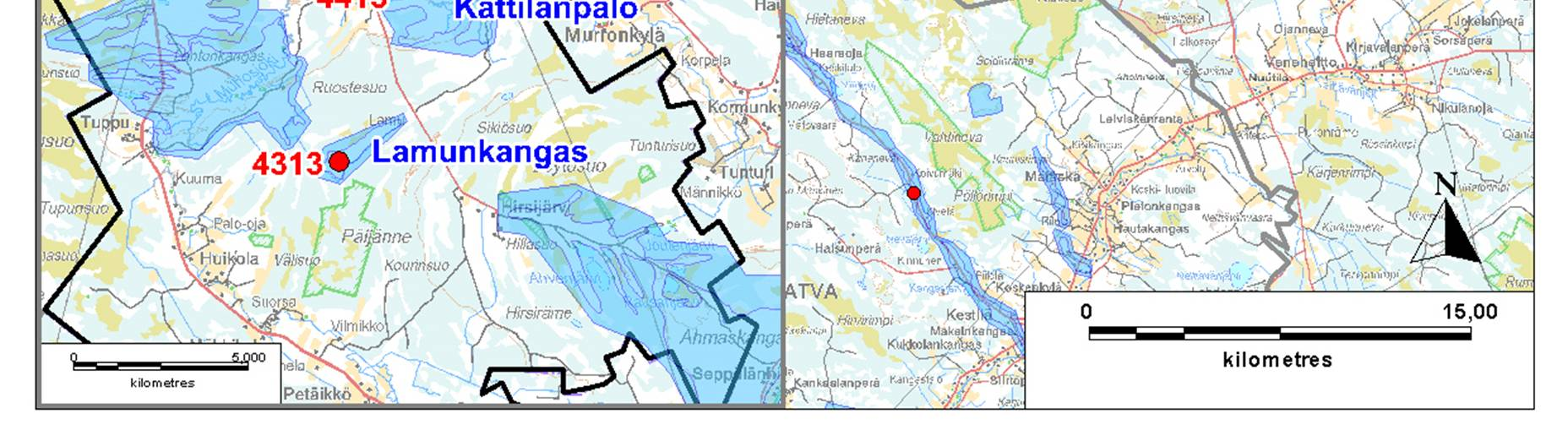 Pohjavesiputkien sijainti on