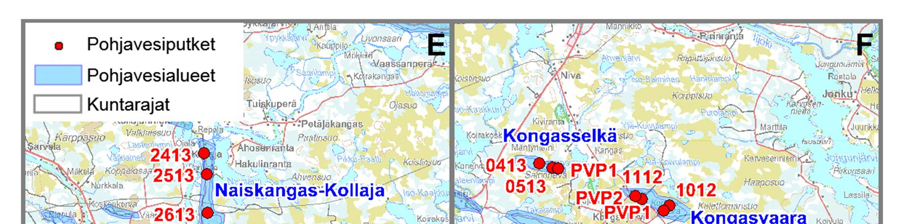 19 Kuva 4-9. Lähikuva Pudasjärven pohjavesiputkien sijainnista. Aittovaara Aittovaaran alueella kairaussyvyys oli 18,0 m.