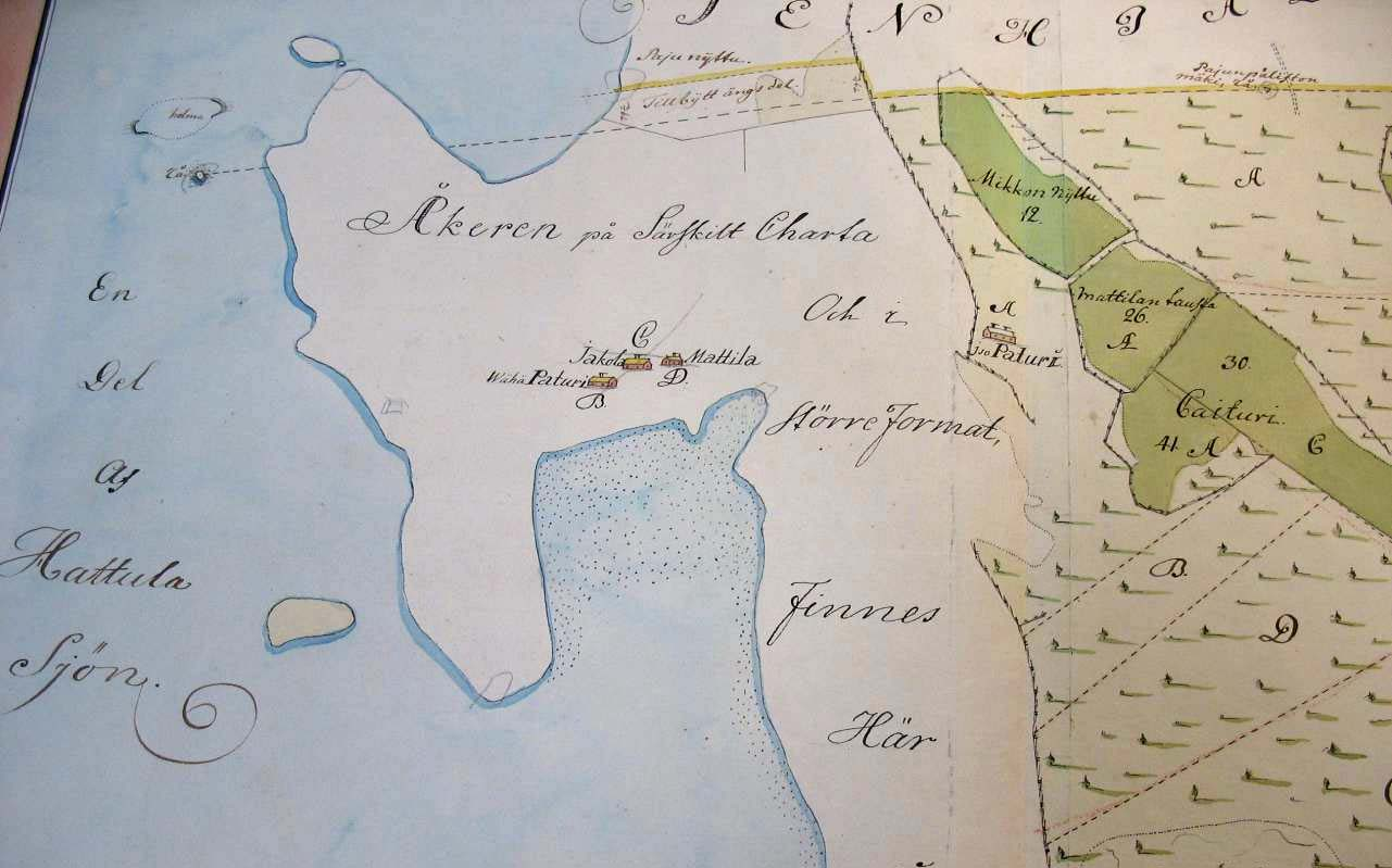 kartta 2: Pekola bys bröstmark, Pehr Kjällman 1761 sij.